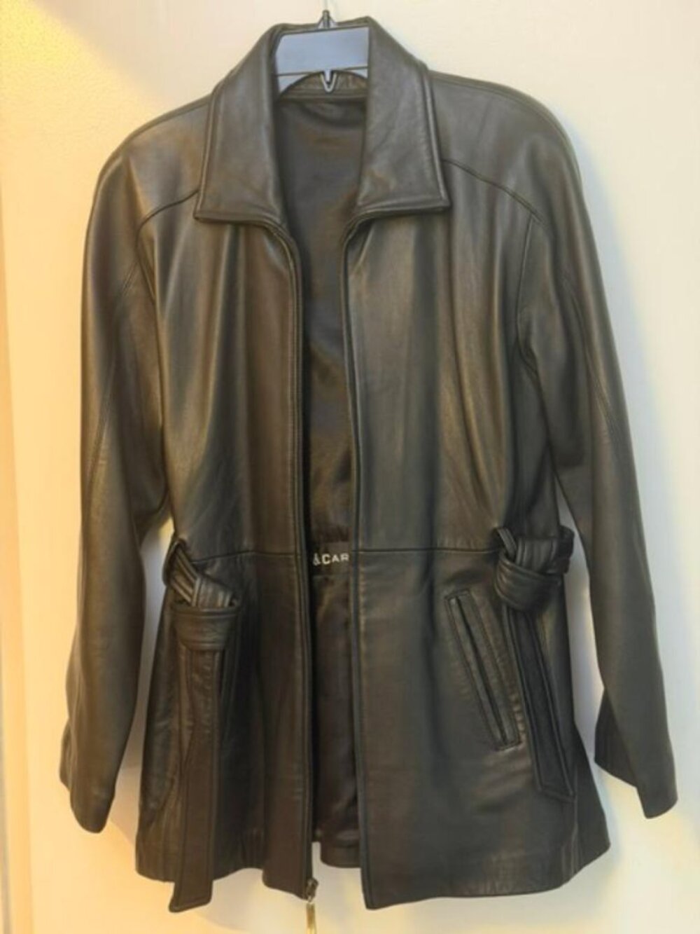 Black, Soft & Supple Womens' Leather Jacket, Knoles & Carter MFG, Lined, Sz M